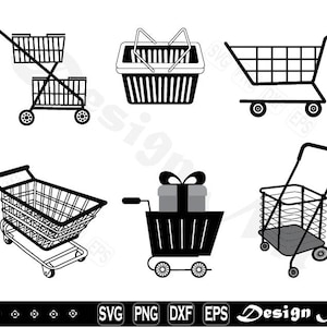 ショッピング カート svg、ショッピング カート クリップアート、ショッピング カート カット ファイル (シルエット、ベクター、png、dxf、eps、デザイン)