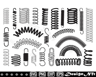 Coiled Spring Clipart, Cut Files (svg, png, eps, dxf)