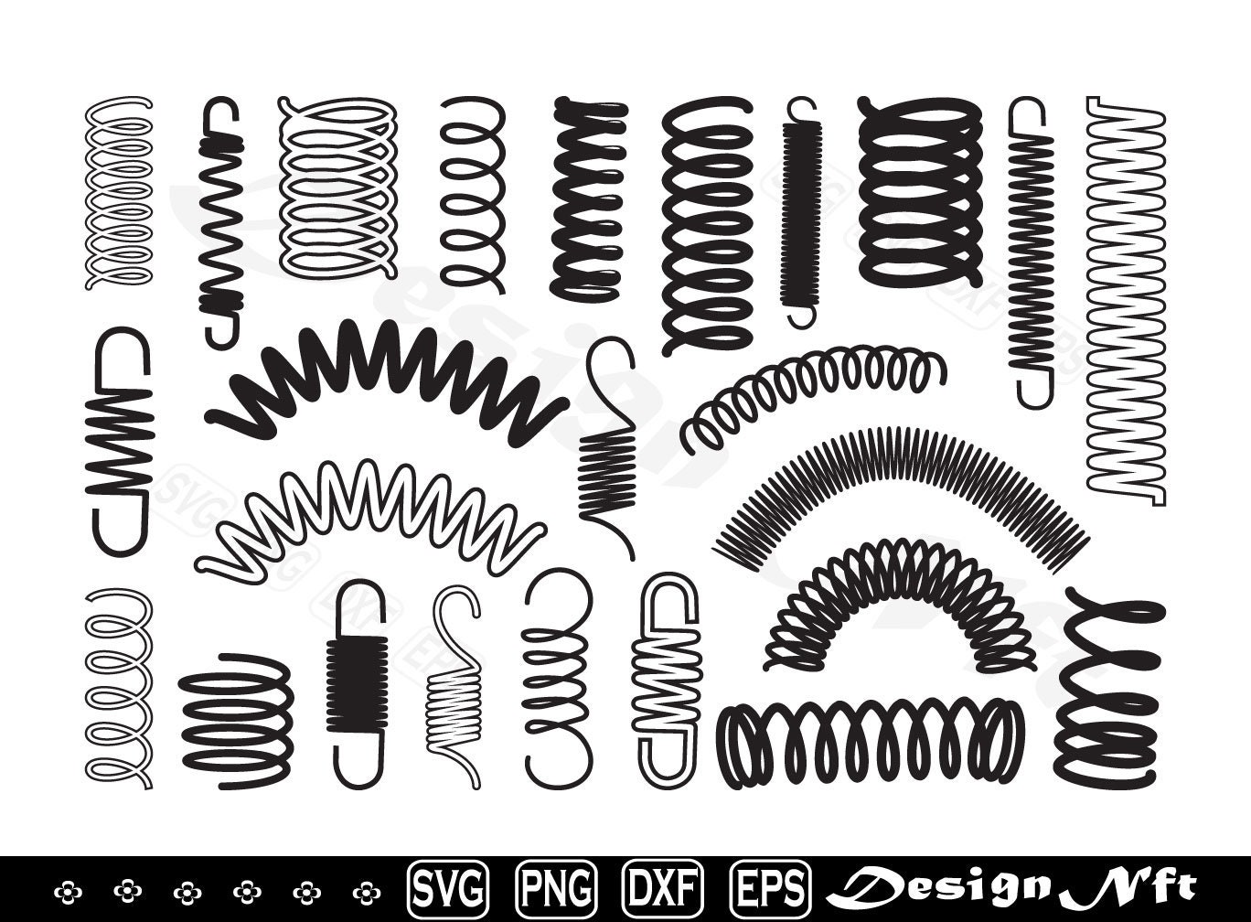 Coiled Spring Svg, Spring Svg Clipart, Cut Files for Silhouette, Vector