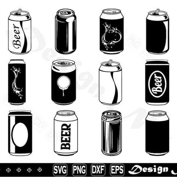 Beer Can svg, Clipart, Cut Files for Silhouette, Vector, dxf, eps, png, Design