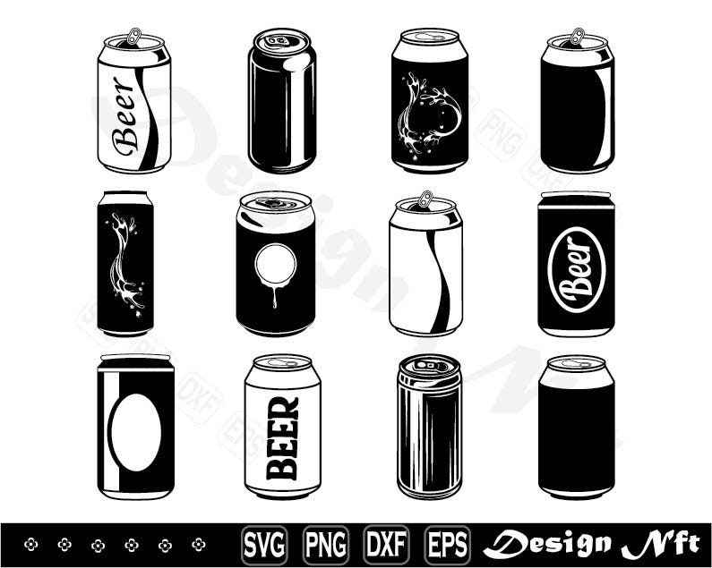 Beer Can Svg, Clipart, Cut Files for Silhouette, Vector, Dxf, Eps, Png
