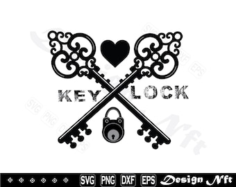Key and Lock Clipart, Cut Files (svg, png, eps, dxf)