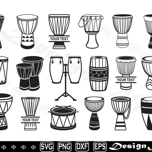 African Drum svg, Tribal Drum svg, Drum Instrument svg, Clipart, Cut Files for Silhouette, Files for Cricut, Vector, dxf, png