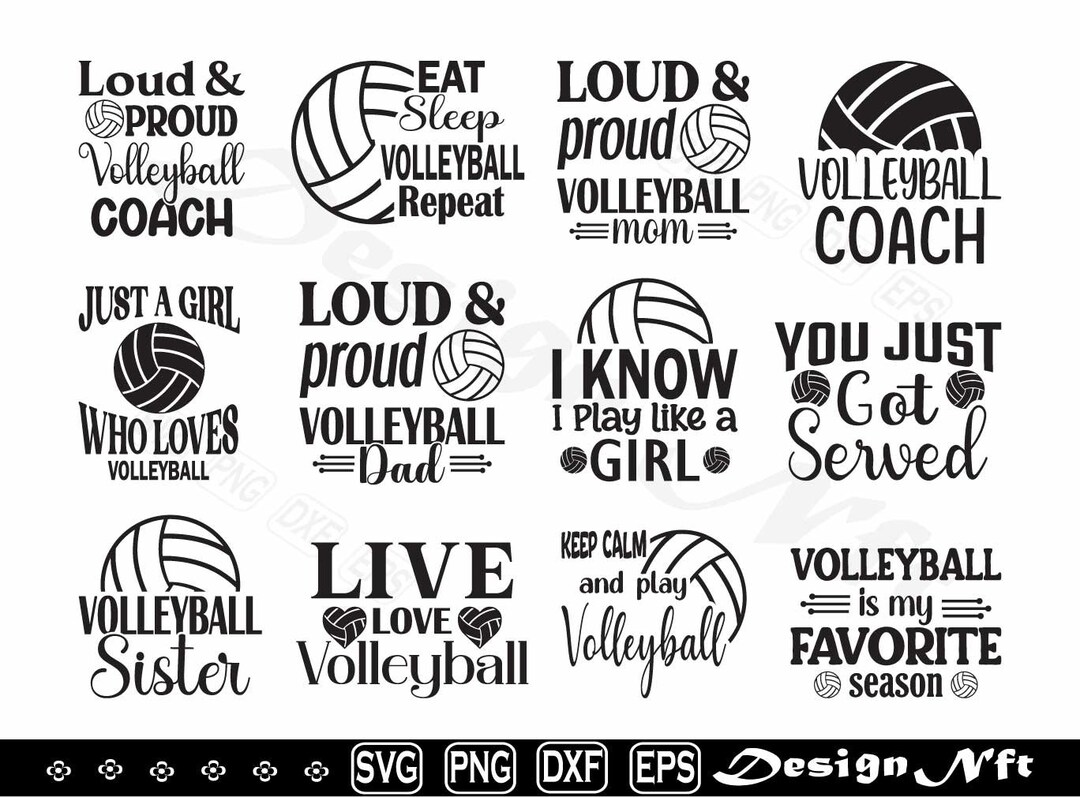 Volleyball Svg, Volleyball Love Svg, Volleyball Cut Files for Silhouette, Vector, Dxf, Eps, Png