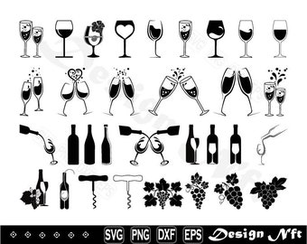 Wine svg, Clipart, Cut Files for Silhouette, Vector, dxf, png, eps, Design