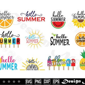 Hello summer svg, summer svg, Clipart, hello summer Cut Files for Silhouette,  Vector, png, dxf, eps, Design