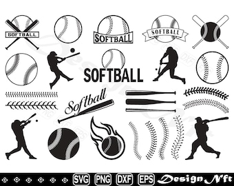 Softball SVG Bundle, Player Clipart, Cut Files (Digital Download)