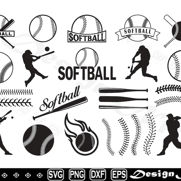 Softball svg Bundle, Softball Player svg, Sports svg, Clipart, Cut Files for Silhouette, Vector, dxf, eps, png, Design