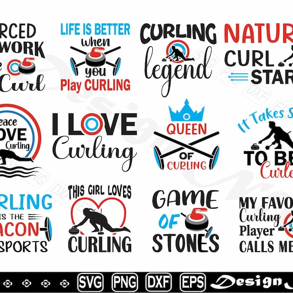 Curling Sport svg, Clipart, geschnittene Dateien für Silhouette, Vektor, dxf, eps, png, Design