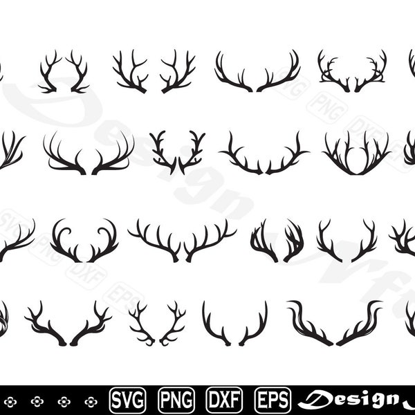 Deer Antlers svg,  Clipart, Cut Files for Silhouette, Vector, dxf, eps, png, Design