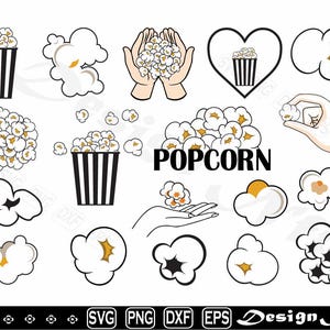 Popcorn svg, Clipart, Cut Files for Silhouette, Vector, dxf, eps, png, Design