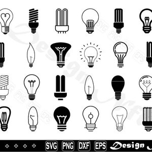 Light Bulb svg, Bulb svg, Clipart, Cut Files for Silhouette,  Vector, dxf, png, eps, Design