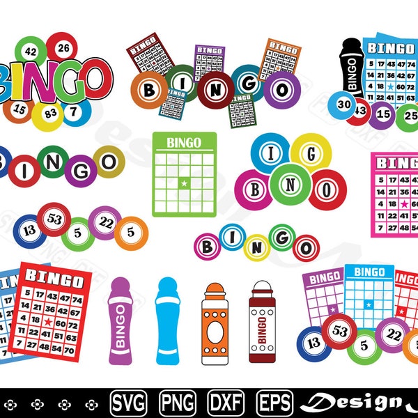 Bingo svg, Bingo balls svg, bingo card svg, bingo Dauber svg, bingo coloring svg, Cut file for silhouette, eps, dxf, png, clipart, Design