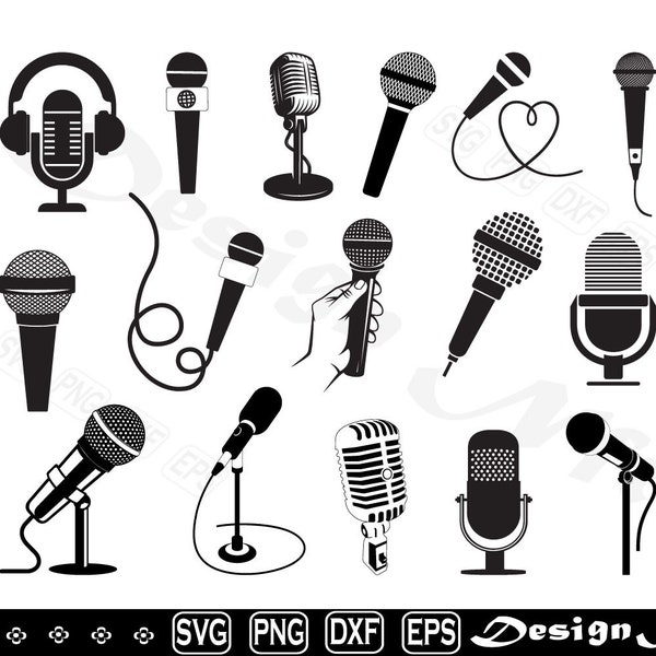 Microphone svg, Clipart, Cut Files for Silhouette, Vector, dxf, eps, png, Design