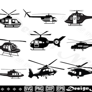 Military Helicopters svg, Clipart, Cut Files for Silhouette, Vector, dxf, eps, png, Design