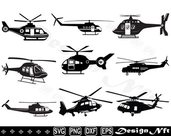Military Helicopters svg, Clipart, Cut Files for Silhouette, Vector, dxf, eps, png, Design
