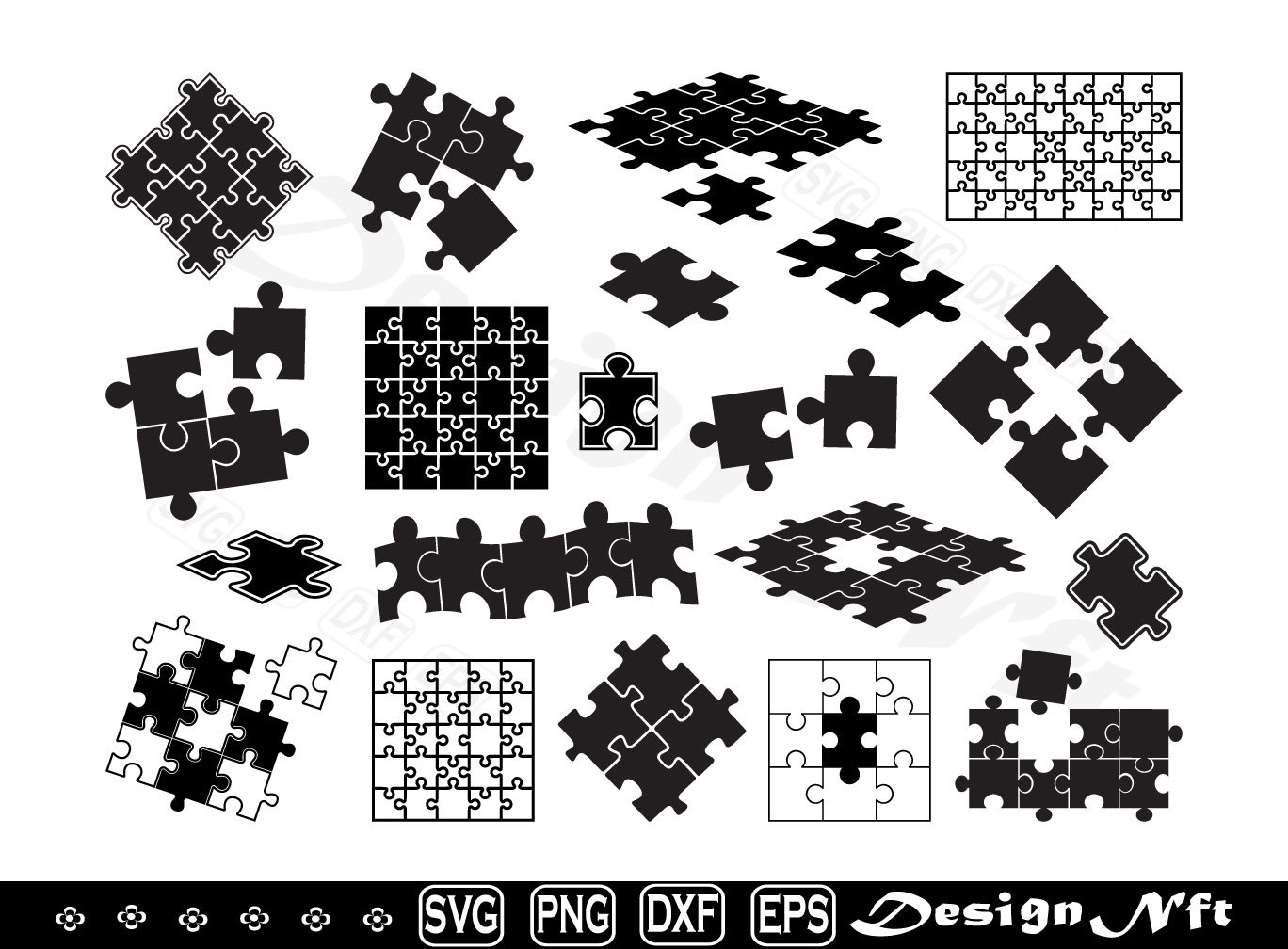 Puzzle Pieces Svg, Puzzle Svg, Pieces Svg, Cut File for Silhouette, Eps