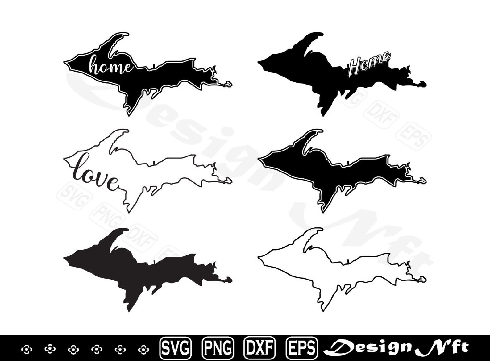 Michigan Upper Peninsula Map Svg, Clipart, Cut Files for Silhouette