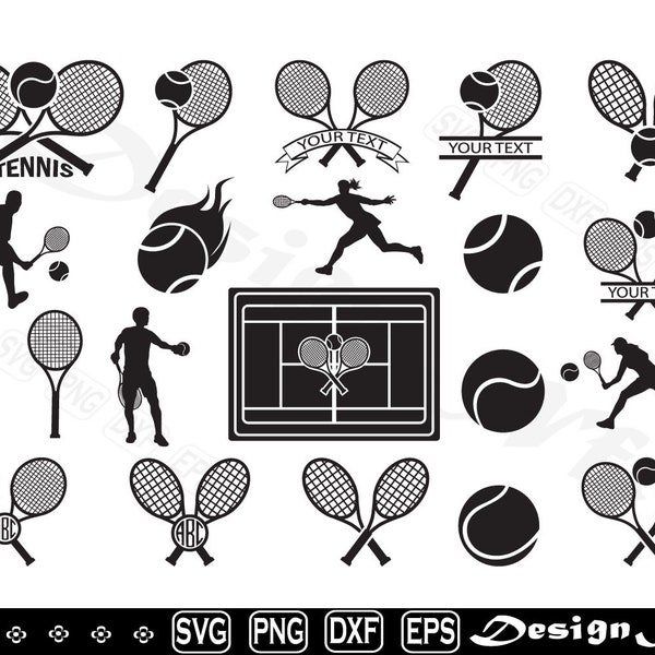 Tennis svg, Clipart, Cut Files for Silhouette, Vector, dxf, eps, png, Design