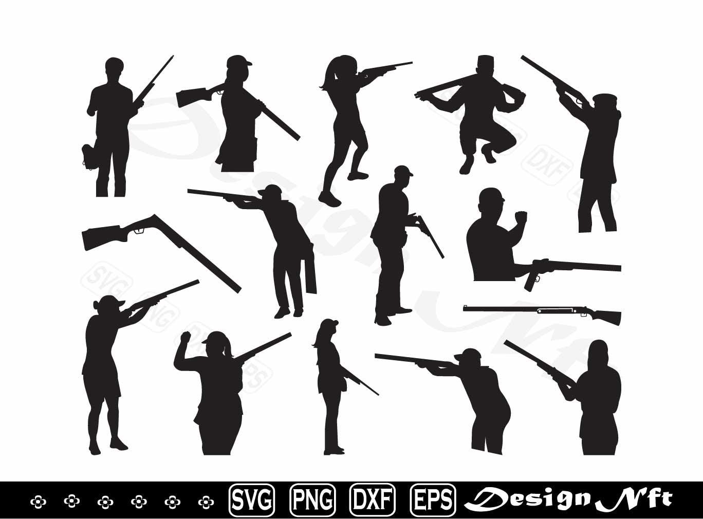 Skeet Shooter Svg, Clipart, Cut Files for Silhouette, Vector, Dxf