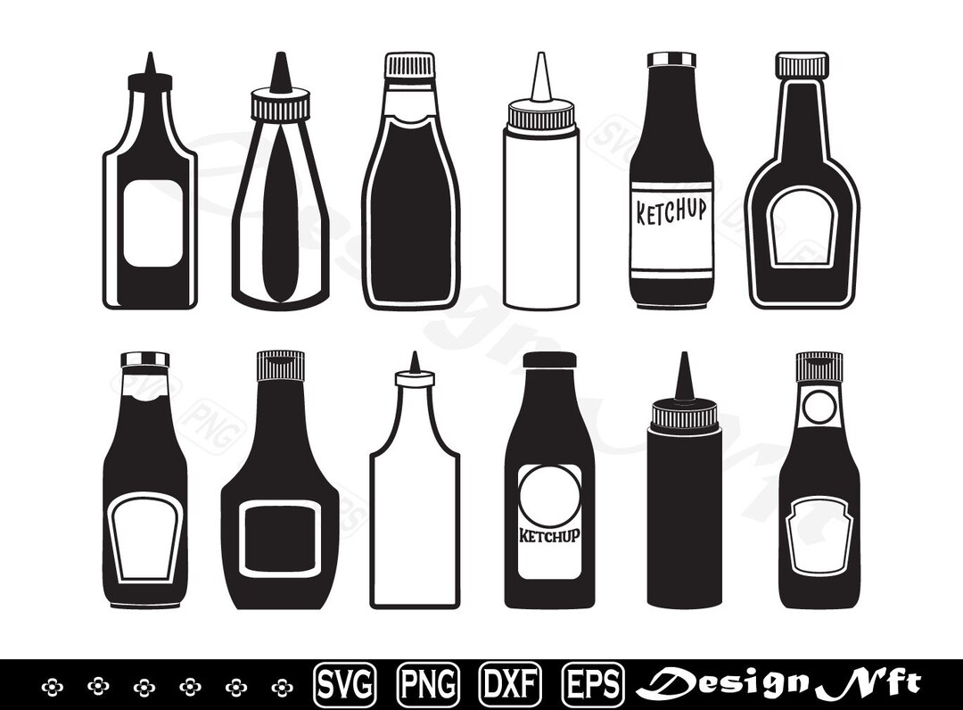 Ketchup Bottle Svg, Ketchup Svg, Sauce Bottle Svg, Clipart, Design Etsy