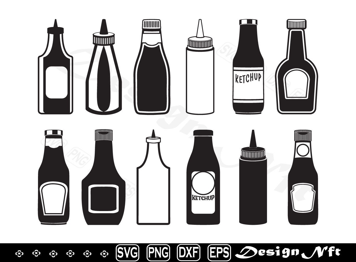 Ketchup Bottle Svg, Ketchup Svg, Sauce Bottle Svg, Clipart, Design Etsy