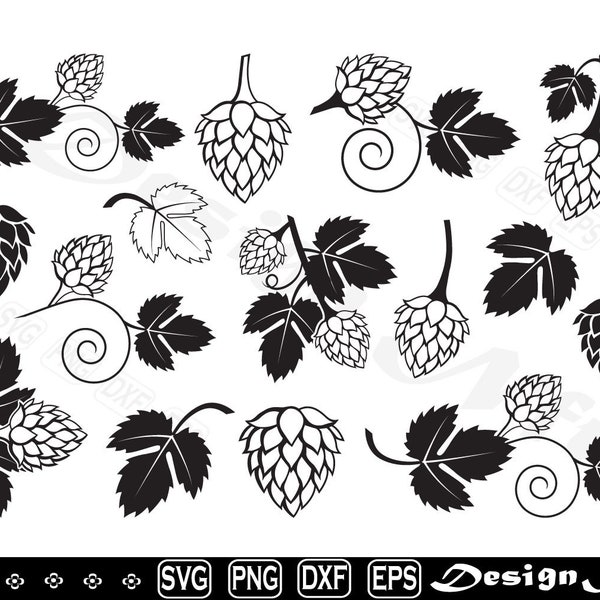 Hops svg, Beer Hops svg, Hops Beer svg, Hops Clipart, Cut le for silhouette, eps, dxf, png, clipart, Design