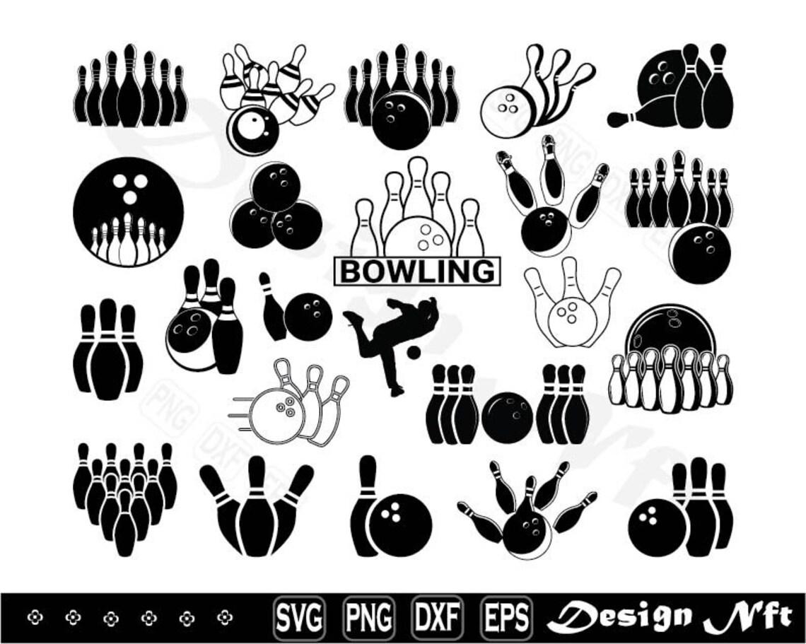 Nice Rack Bowling Svg Bowling Svg, Clipart, Cut Files for Silhouette, Vector, Dxf, Eps, Png ...