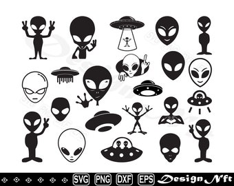 Aliens Ufo svg, Aliens UFO Clipart, Aliens UFO Cut Files for Silhouette,  for Cricut,  Vector, dxf, png, Design