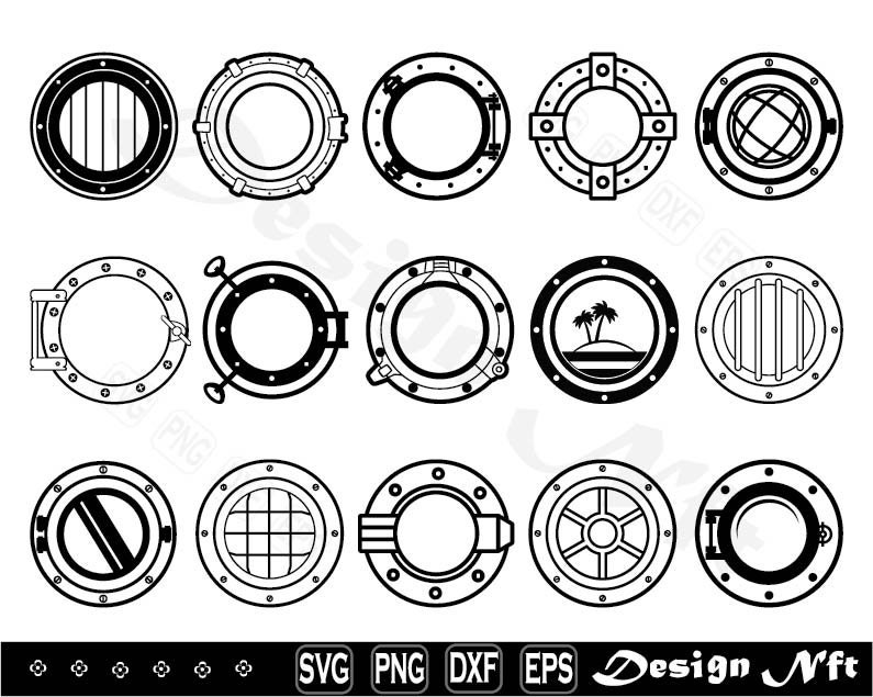 Porthole Svg, Clipart, Cut Files for Silhouette, Vector, Dxf, Eps, Png