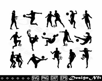 Soccer player svg, Clipart, Cut Files for Silhouette, Vector, dxf, eps, png, Design