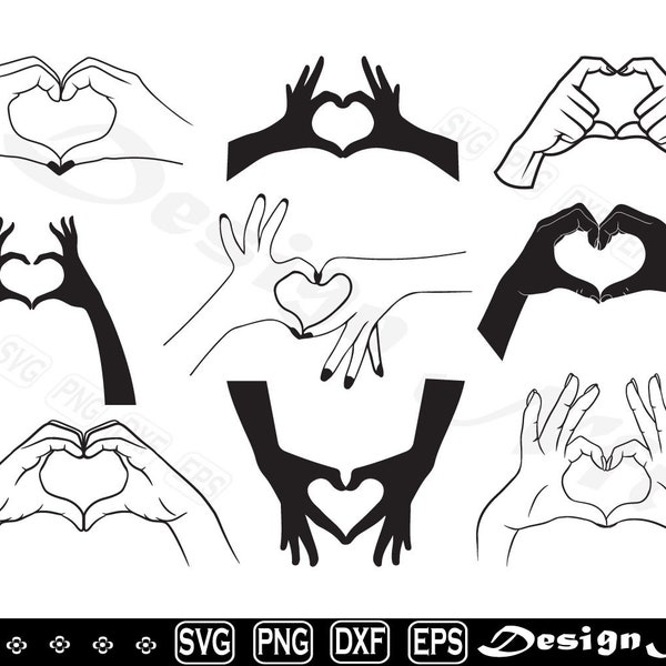 Heart Hands svg, Clipart, Cut Files for Silhouette, Vector, dxf, eps, png, Design