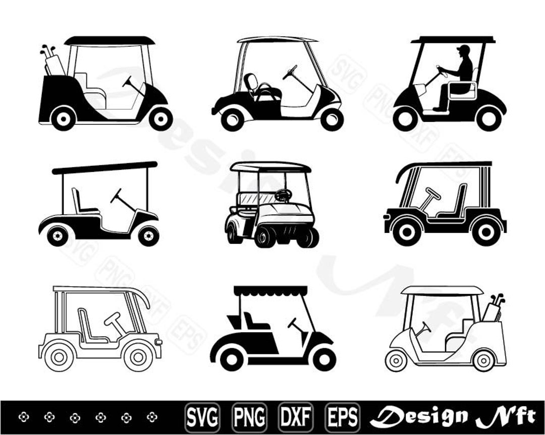 Golf Cart Svg, Clipart, Cut Files for Silhouette, Vector, Dxf, Eps, Png