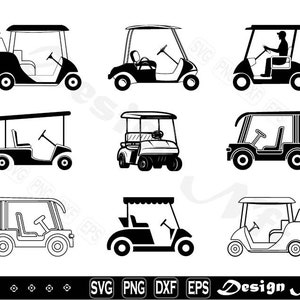 Golfwagen svg, Clipart, Cut Files für Silhouette, Vektor, dxf, eps, png, Design