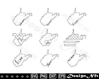West Virginia SVG Bundle, State Outline Clipart (Digital Download)