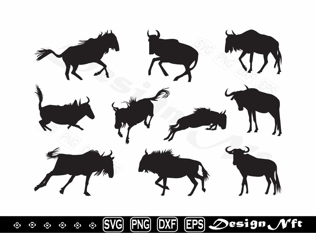 Wildebeest Vector Pattern Wildebeest, Wildebeest Svg, Clipart, Cut Files for Silhouette, Vector ...