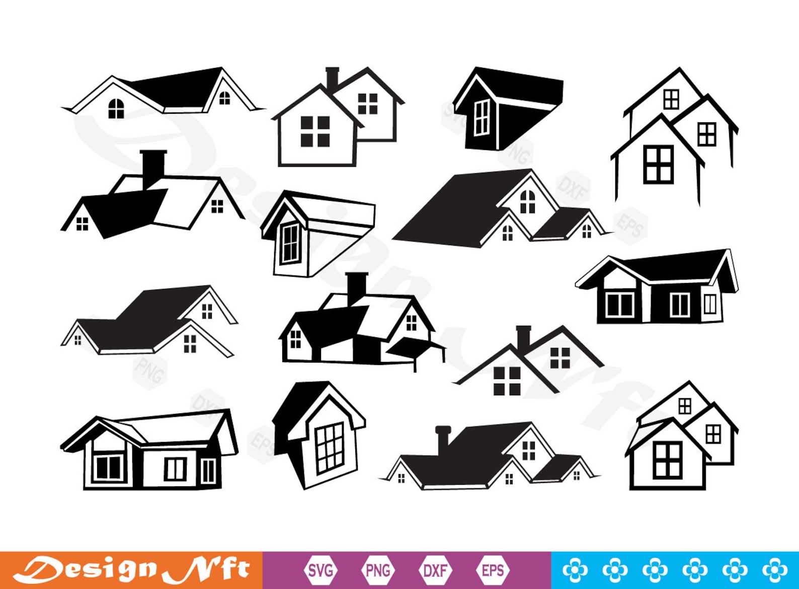 House Roof Svg, Roof Svg, Clipart, Cut Files for Silhouette, Vector