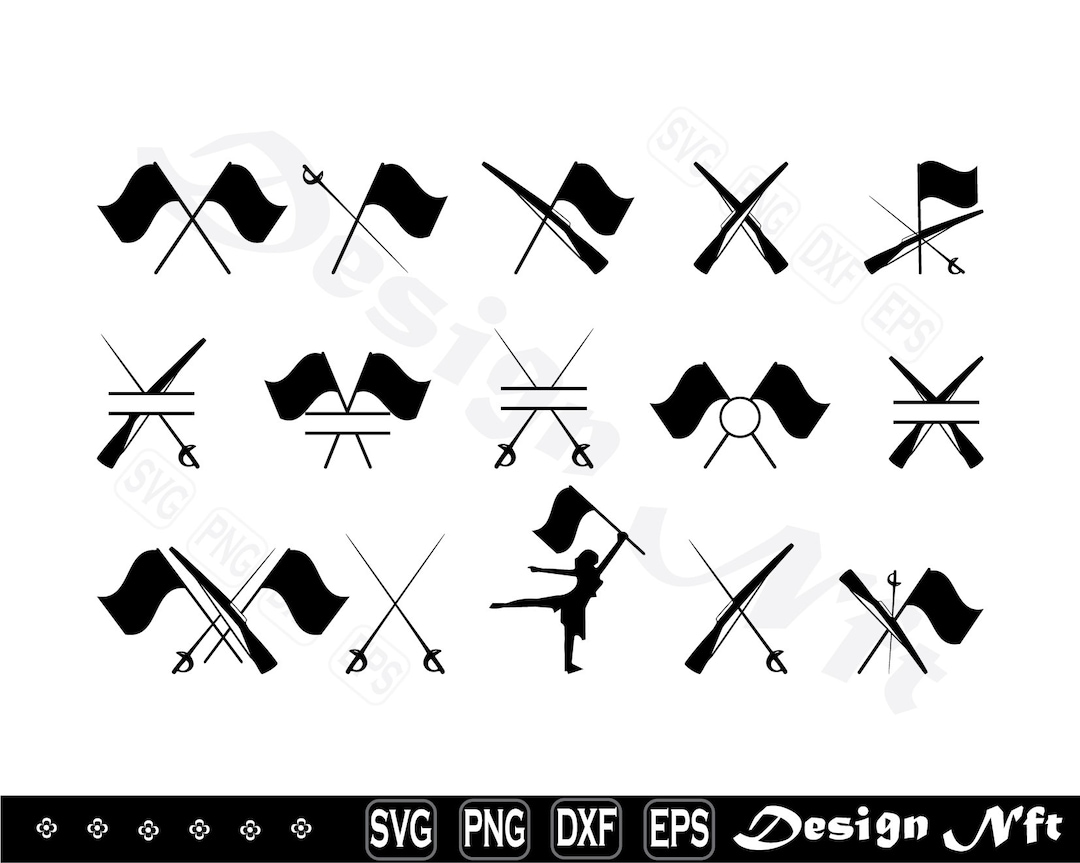 Color Guard Flags Svg, Clipart, Cut Files for Silhouette, Files for