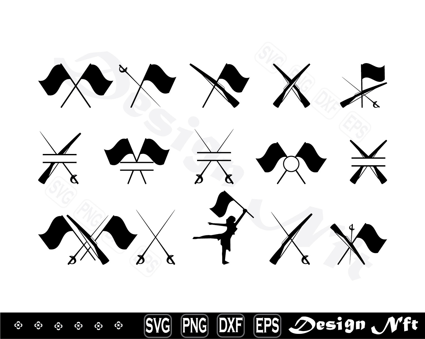 Color Guard Flags Svg Clipart Cut Files for Silhouette - Etsy Denmark