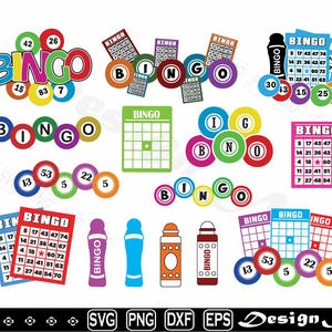 Bingo SVG, bolas de bingo SVG, tarjeta de bingo SVG, marcador de bingo SVG, bingo para colorear SVG, archivo de corte para silueta, EPS, DXF, PNG, clipart, diseño