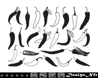 Chili Pepper Clipart, Vector Cut Files (svg, png, eps, dxf)