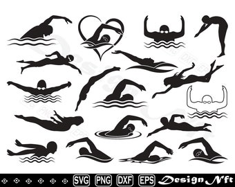 Swimmer svg, Swimming svg,  Clipart, Cut Files for Silhouette, Vector, dxf, eps, png, Design