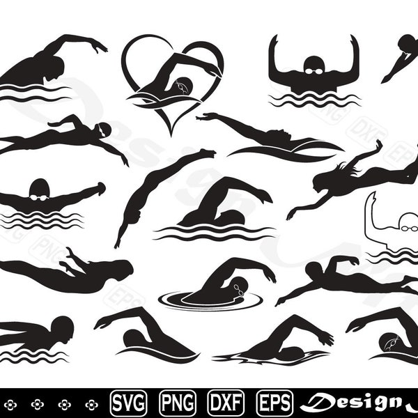 Swimmer svg, Swimming svg,  Clipart, Cut Files for Silhouette, Vector, dxf, eps, png, Design