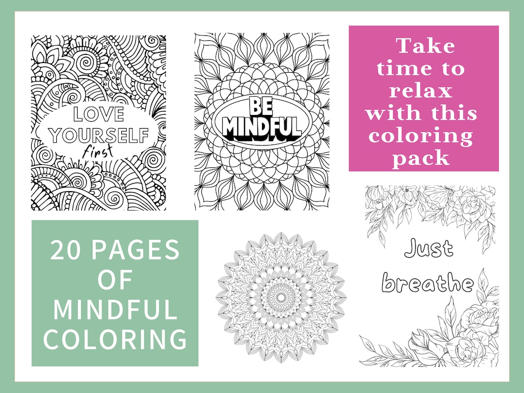 MINDFUL COLORING PAGES Adult Colouring Pages Mindfulness Practice Daily
