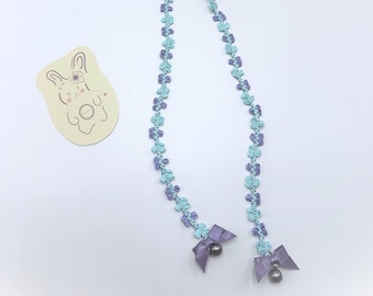 Gebloemde veterhangers: paarsblauwe strik parel raveset schoenveterlintdecoratie