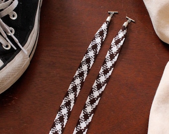 Geruite gebreide hoodie String Charms: preppy schoenveter, lintversiering schoenveter