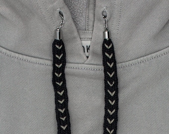 Gebreide hoodie Koord- en schoenveterlintdecoratie: bedelset van gevlochten katoen