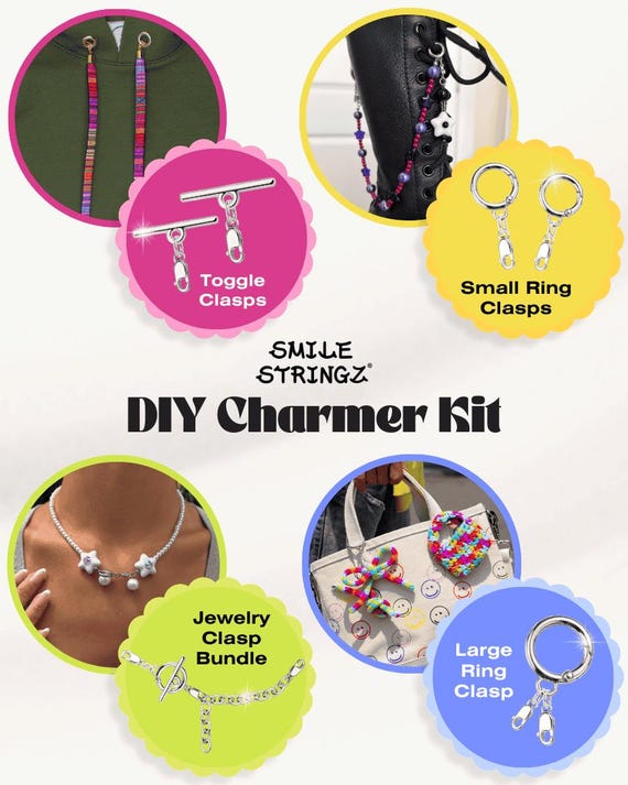 DIY Jewelry Charm Kit | Hoodie string and Shoe charm hardware bundle | silver or gold