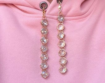 Luxury Crystal Rhinestone Hoodie Jewelry | Glam Drawstring Replacement for Sweatshirts | Elevated Streetwear Accessory