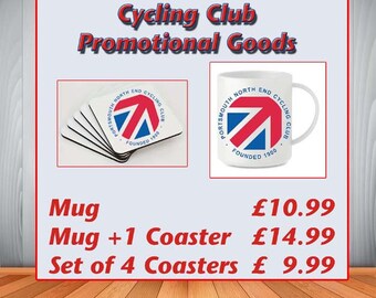 Club Regalia mugs and coasters